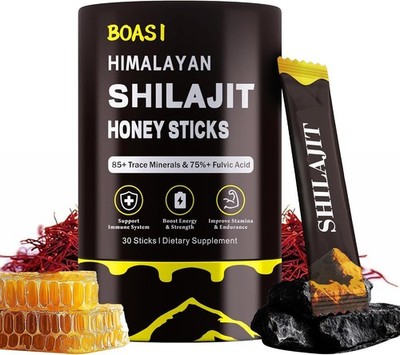 Shilajit Honey Sticks with Organic Saffron,85+Trace Minerals,75%+ Fulvic Acid,En