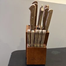 THE PIONEER WOMAN COWBOY RUSTIC 12 PIECE FORGED CUTLERY KNIFE BLOCK SET