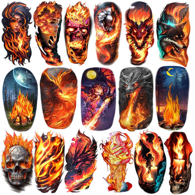 Temporary Tattoos for Adults and Kids, 77 Sheets Fire Dragon Flame Fake Tattoos 