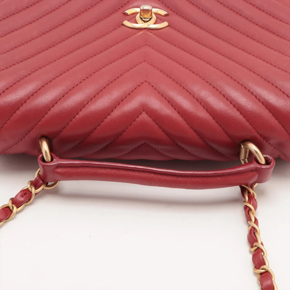 Chanel V Stitch Lambskin 2 Way Shoulder Bag Red Gold Metal Fittings 24XXXXXX