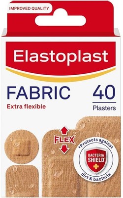 Elastoplast Extra Flexible Fabric Plaster Strips 40 Pieces  Breathable, Large...