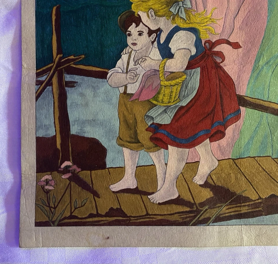 Ángel de la Guarda sobre el Puente 26" x 19" Tapiz Banner Decoración del Hogar Arte de Pared Foto 4 de 4