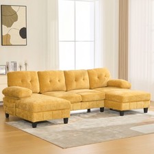 U-shaped Sectional Sofa 103.5" Chenille Fabric Couch w/Dual Chaise Lounges  Sto