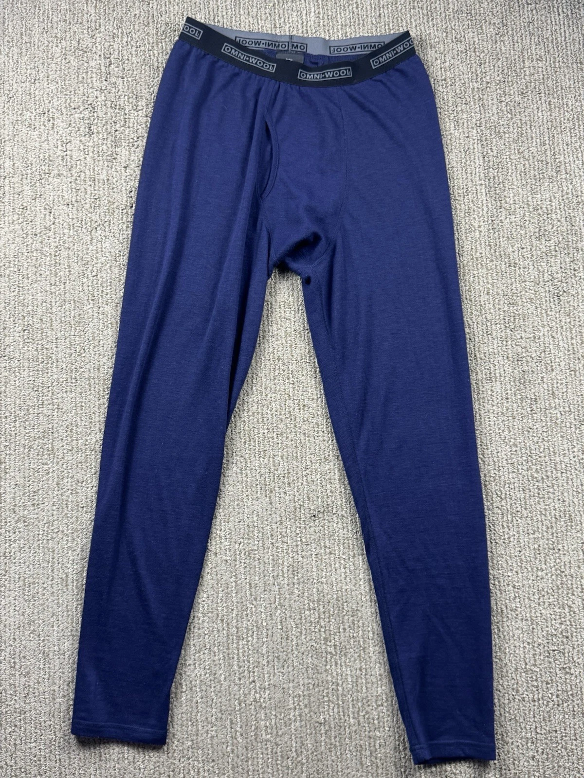 Omni Wool Mens M Wool Blend Base Layer Thermal Botton Pants Blue