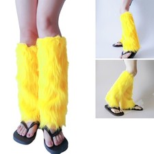 Leg Warmer Women Faux Furs Fuzzy Long Boots Shoes Cuffs Cover Warm Furry Costume