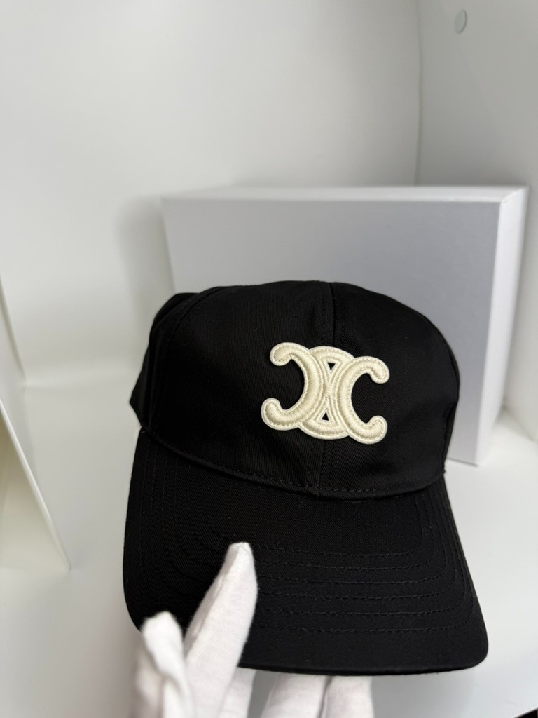 Celine Triomphe Black/Cream Adjustable Baseball Cap Women's Medium image 2