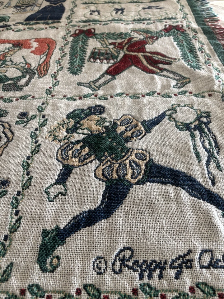 Manta/sofá vintage Goodwin Weavers #14900 12 días de Navidad 46" x 64' Foto 3 de 4