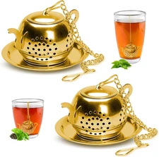2PCS Tea Infuser,Tea Strainers for Loose Tea with Drip Dray,Fine Mesh Tea Steepe