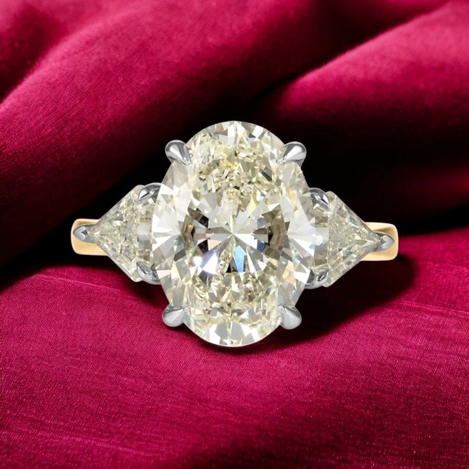 Oval Cut Semi Mount Setting 0.90 Ct Diamond Engagement Ring 14k Multi Tone Gold - Image 3 of 4