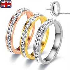 Sparkling Rotatable Fidget Ring Cubic Zirconia Anti Anxiety Spinner Ring Women