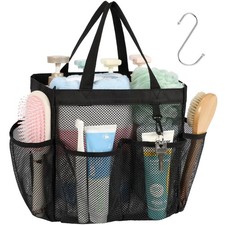 Mesh Shower Caddy Portable for College Dorm Room Essentials with S Hook, 8 Po