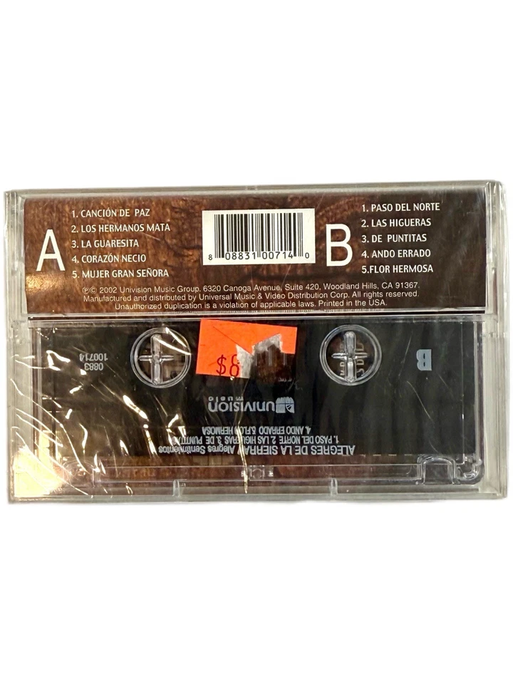 ALEGRES DE LA SIERRA Alegres Sentimientos Cassette Tape 2002 Univision Latin New Foto 2 de 4