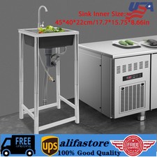 Commercial Stainless Steel Sink Outdoor Single-Bowl Utility Sink With Faucet US