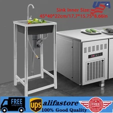 Commercial Stainless Steel Sink Outdoor Single-Bowl Utility Sink With Faucet US