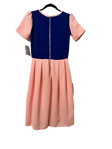 NWT Lularoe Amelia Dress Sz Sm Will Fit Med Link & Blue Fit & Fit Flair Zipper - Picture 2 of 5