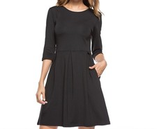 GAP SMALL PONTE FIT-AND-FLARE BLACK MINI DRESS
