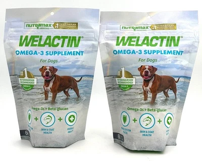 NUTRAMAX LABORATORIES (Lot of 2) Nutramax Welactin Omega 3 Fish Oil Soft Chews For Dogs 60 Ct