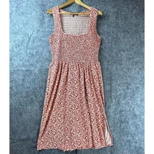 Ash & Violet Dress XL Red Pinafore Cottagecore Peasant Country Stretch Smocked