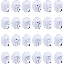 Mudder 24 Pieces Suction Cup Wall Hook Hanger, 1.77 Inch / 45 mm Clear PVC Su...