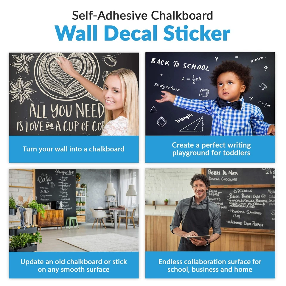 Extra Large Black Chalkboard Wall Decal (23.6" X 78.7") Chalk Borad Paper Rol... - Image 2 of 4