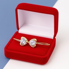 14k Yellow Gold Round cut 0.50 Ct CZ Heart Shape Women's Earrings Made in Italy