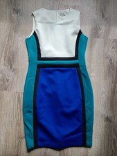 Calvin Klein Womens 12 Sheath Dress Knee Length Corpcore Office Colorblock Blue