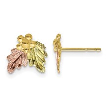 12k Tri-color Gold Black Hills Grapes Earrings Real 10k Tri-color Gold 9x10mm