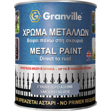 Granville Smooth Metal Paint Silver Gloss Finish Smooth Rust Protect Tin 750ml