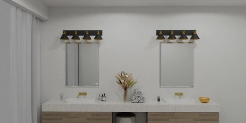 Matte Black Four Light Bath from the Mastro Collection - Picture 6 of 7