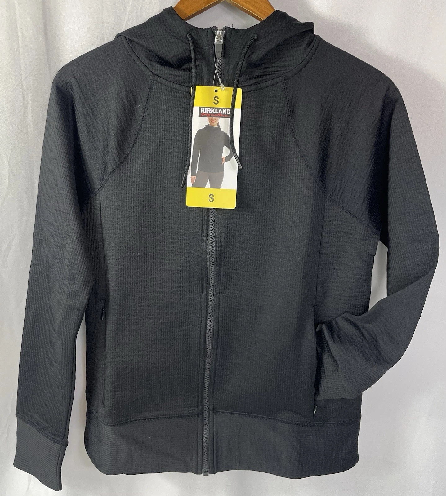 Kirkland Signature Women's SMALL Black Ottoman Full-Zip Jacket 94% Nylon NWT