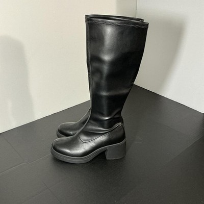 Black Knee High Platform Boots Wild Fable Danika Stretch Size 7.5 NWT