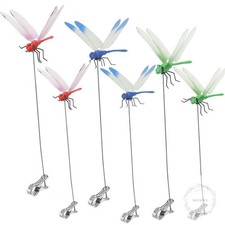 6 Pack Dragonfly Clip,3D Dragonfly Garden Stakes Decor,Fly Deterrent,Dragonfly