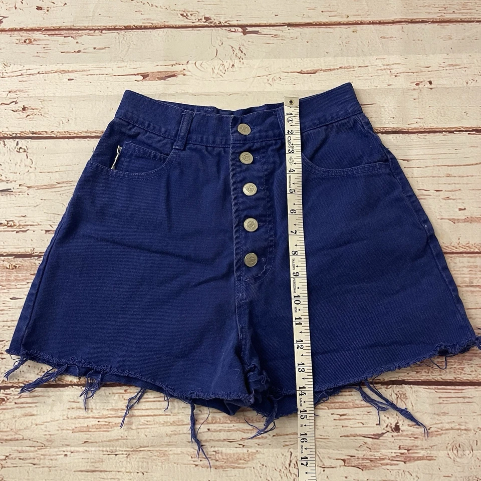 Pantalones Cortos Bongo Azul Vintage Cintura Alta Rayas Talla 5 Años 90’s EE. UU. Para Mujer’s Foto 4 de 4