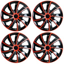 Lot de 4x Enjoliveurs QUAD BICOLOR ROUGE 16 Pouces Universel Pour BMW 16'