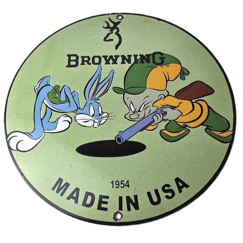 Vintage Browning Firearms Porcelain Sign - Rifles Shotguns Ammo Gas Ad Pump Sign