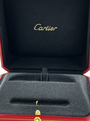 Cartier Red Leather Ring Box Gold Trim Vintage Jewelry Presentation Case