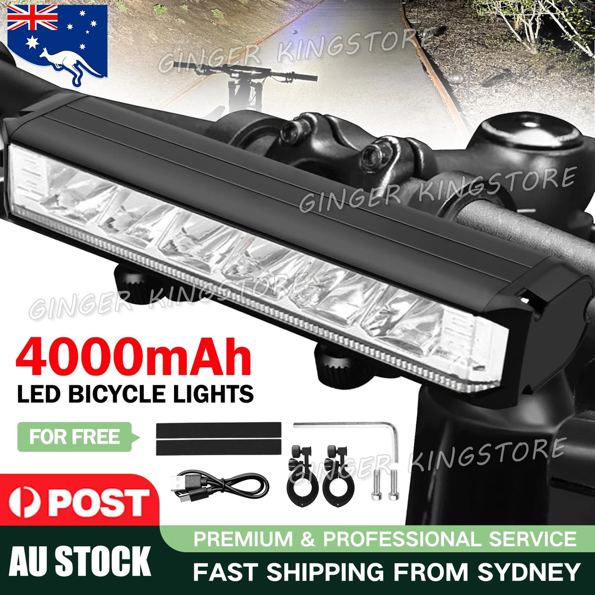 40000mAh LED Bicycle Bike Lights Front Rear Tail Lamp Rechargeable Set 4 Modes