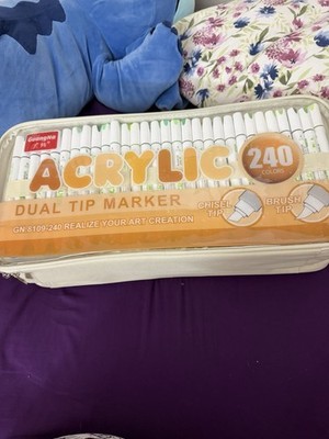 GuangNa Acrylic Paint Markers 240-Color Dual Tip Set Brush/Chisel GN-8109-240