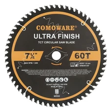 COMOWARE 7 1/4“ Circular Saw Blade, 60T ATB Circular Saw Blade, 5/8" Arbor, TCT