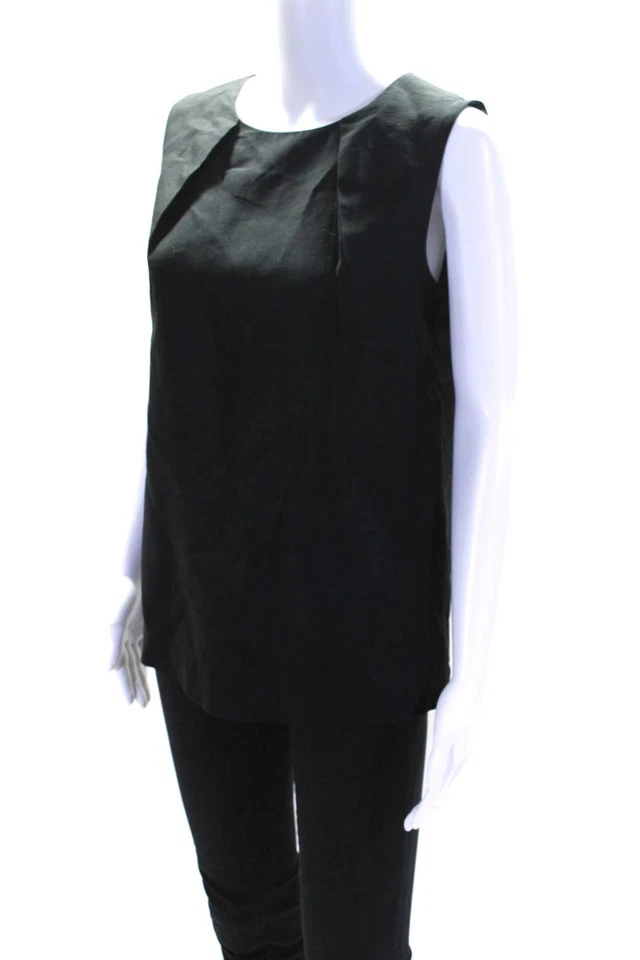 Lida Baday Womens Pleated Sateen Sleeveless Shell Top Blouse Black Size 8 - Image 2 of 4
