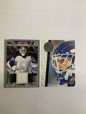 Grant Fuhr 2 Card Lot 1995/96 Be A Player Auto/2021/22 Leaf Pro-Set Memorabilia 