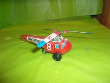 VINTAGE ORIGINAL MADE IN JAPAN "K" TIN FRICTION 8 EMERGENCY TOY HELICOPTER 