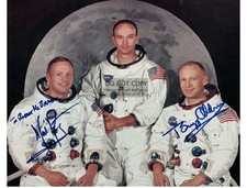 APOLLO 11 CREW BUZZ ALDRIN NEIL ARMSTRONG MICHAEL COLLINS AUTOGRAPHED 8X10 PHOTO