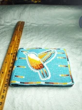 Beaded Bi-fold Wallet Hummingbird 