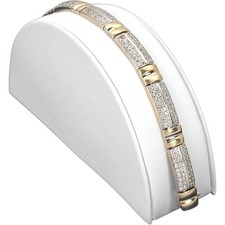 White Faux Leather Bracelet Single Half Moon Jewelry Display Ramp 5" x 2 1/2"