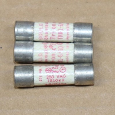 One Lot of 3 Gould Ferraz Shawmut  TRM1 6 /10  Trionic Fuse 1-6/10 AMPS 250VAC