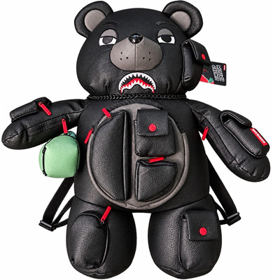 Sprayground Limited Edition Bären Rucksack Teddy-Design Schwarz/Grau/Rot