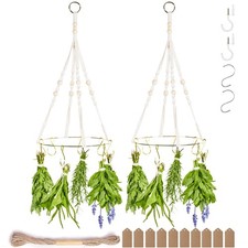 2pack Herb Drying Rack With Golden Herb Dryer Hooks, Hanging Rack With Wooden...