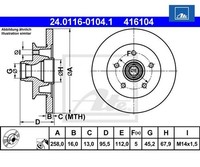 2 St. Bremsscheibe Ate 24.0116-0104.1 FüR Vw