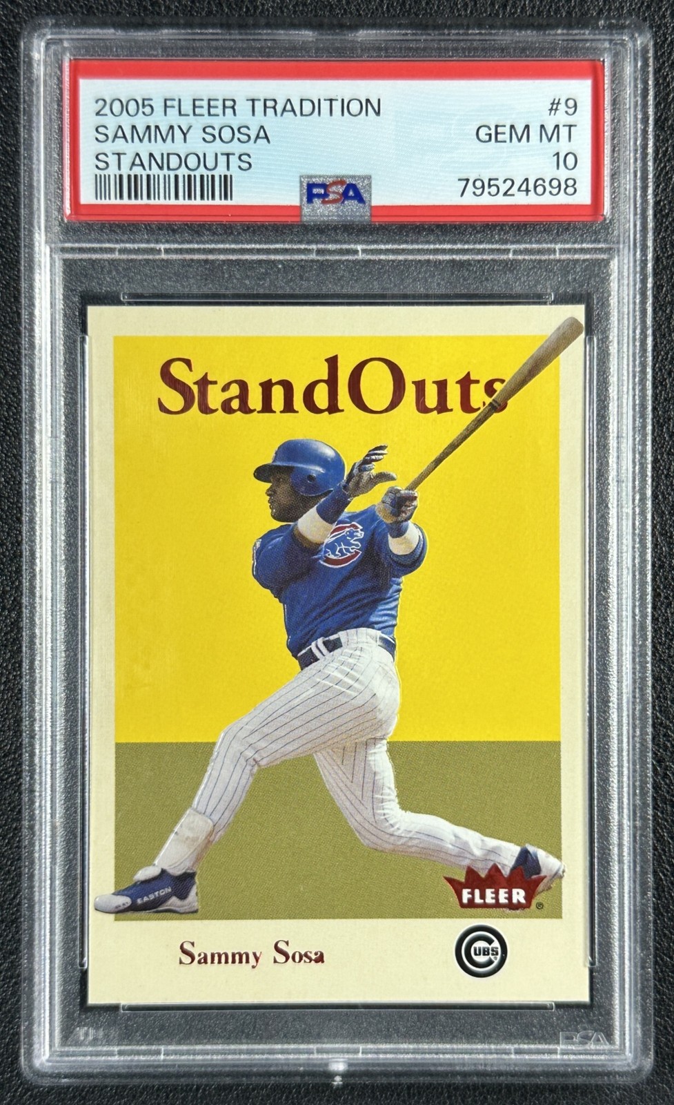 POP 2 SAMMY SOSA PSA 10 2005 FLEER TRADITION #9 SO STANDOUTS CUBS 4698
